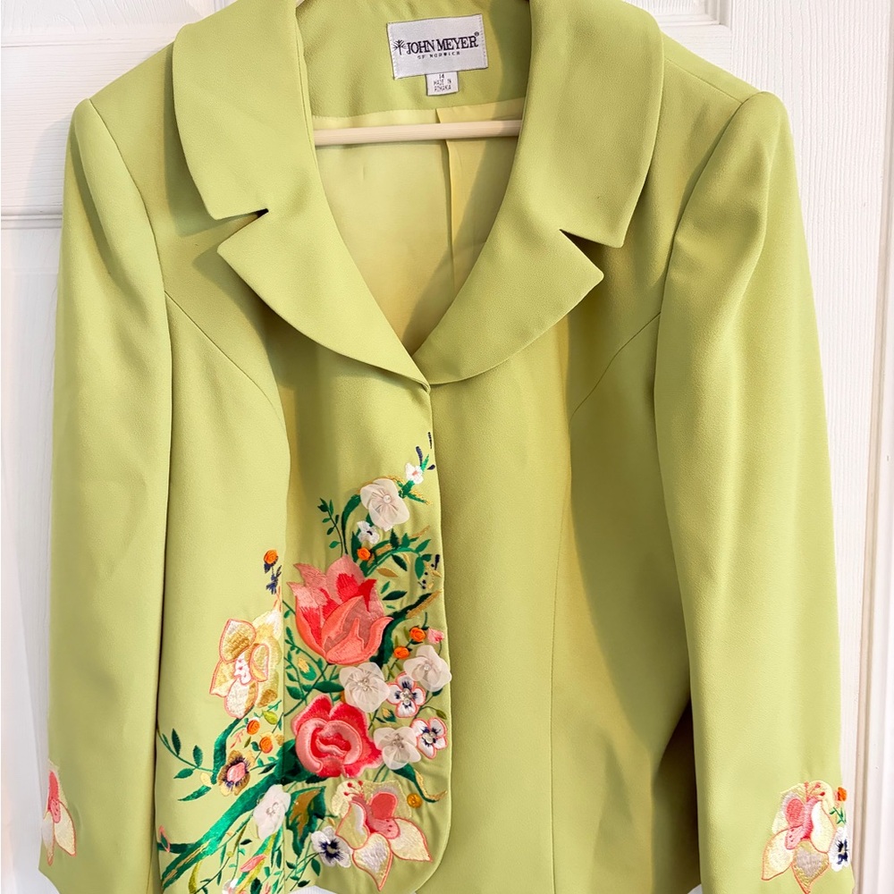 Floral Embroidered Lime Blazer